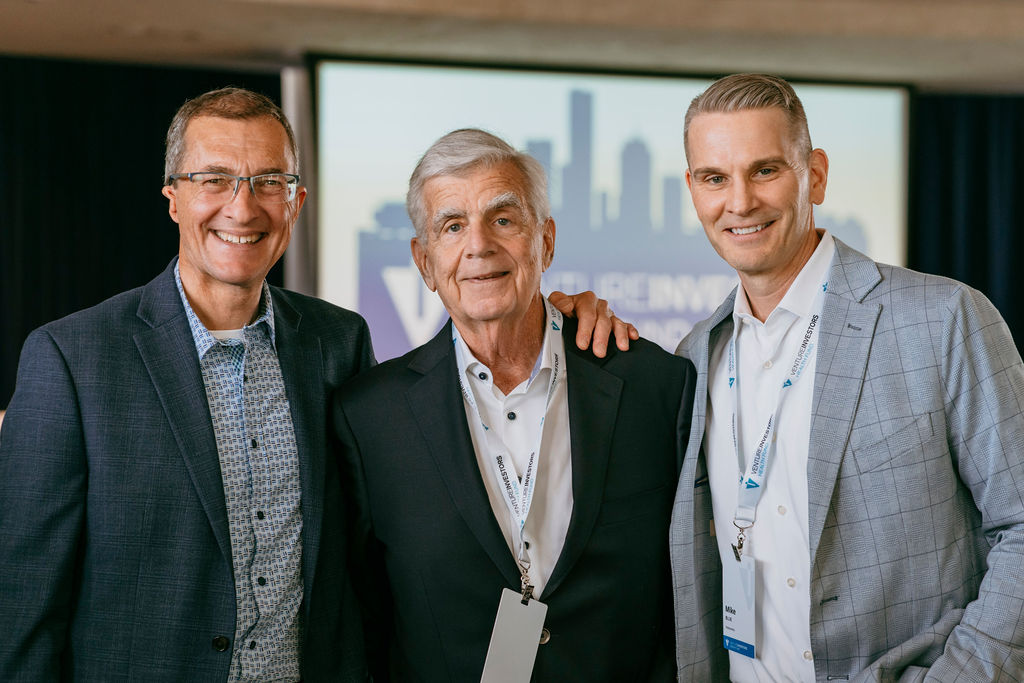 Jim Adox, Bruce Sherman, Mike Blue of HistoSonics at Clarevia Annual Meeting